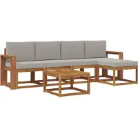 vidaXL Buiten bank set 6 st Natuurlijk en Licht Grijs