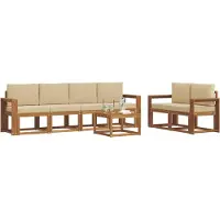 vidaXL Buiten bank set 7 st Natuurlijk en Beige