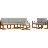 vidaXL Buiten bank set 7 st Natuurlijk en Licht Grijs