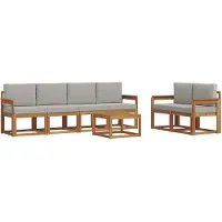 vidaXL Buiten bank set 7 st Natuurlijk en Licht Grijs