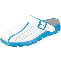 ABEBA Houten klompen, wit/blauw met opdruk - maat 48