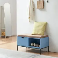 En.casa Schoenenbank Colwyn 80x40x45 cm blauw zwart en grijs []