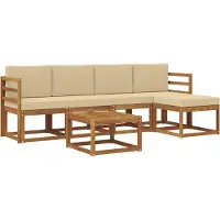 vidaXL Buiten bank set 6 st Natuurlijk en Beige