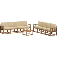 vidaXL Buiten bank set 9 st Natuurlijk en Beige