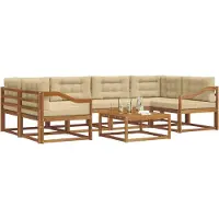 vidaXL Buiten bank set met kussen 7 pcs Natuurlijk en Beige
