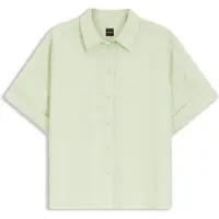 BOSS Dames Bisenas groen overhemd (40), Casual, Vlas, Korte mouwen 50559261