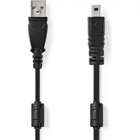 Nedis USB-Kabel - USB 2.0 - USB-A Male - US-E6 8-pins Male - 480 Mbps - Vernikkeld - 2.00 m - Rond - PVC - Zwart - Label