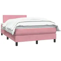 vidaXL Boxspring met matras fluweel roze 120x220 cm
