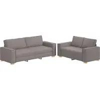 vidaXL 2-delige Loungeset met kussens stof taupe