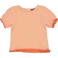 QPI T-shirt oranje met textuur Meisjes Katoen Ronde hals Effen - maat 104