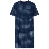 Comtessa Comte - Heren Nachthemd Korte Mouw – Donkerblauw Print – 50% Katoen / 50% Modal - maat XL