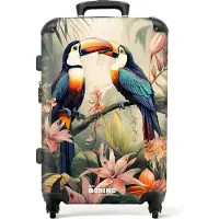 NoBoringSuitcases.com - Koffer groot - Rolkoffer lichtgewicht - Twee toekans op een tak in de jungle - Reiskoffer met 4 wielen - Grote trolley XL - 20 kg bagage