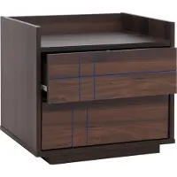 MCW Nachtkastje -P44, nachtkastje, nachtkast, 2 lades, MDF, 43x48x41 cm ~ walnootlook