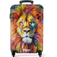 NoBoringSuitcases.com Koffer - Leeuw - Olieverf - Kunst - Dieren - Trolley - Reiskoffer - Lichtgewicht - Handbagagekoffer - Past binnen 55x40x20 cm en 55x35x25 cm - TSA slot - Cabin size - Kofferslot