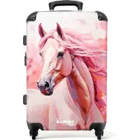 NoBoringSuitcases.com - Kinderkoffer meisjes paard - Roze reiskoffer kinderen - 20 kg bagage