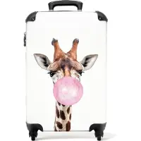 NoBoringSuitcases.com - Kinderkoffer giraf - Kindertrolley - Handbagage koffer lichtgewicht - Reiskoffer trolley kinderen - Rolkoffer met wieltjes - Past binnen 55x40x20 en 55x35x25