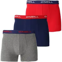 O'Neill Heren boxershorts trunks effen 3-pack grijs/blauw/rood
