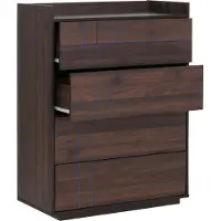 MCW Commode -P44, dressoir, 4 laden met push-to-open-systeem, MDF 107x80x40 cm ~ walnootlook
