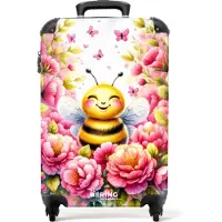 NoBoringSuitcases.com - Kinderkoffer bloemen bij - Trolley koffer kind - 55x35x25