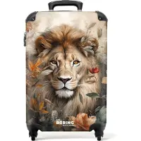 NoBoringSuitcases.com - Handbagage koffer lichtgewicht - Reiskoffer trolley - Gedetailleerd portret van een leeuw in de natuur - Rolkoffer met wieltjes - Past binnen 55x40x20 en 55x35x25