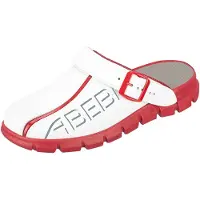 ABEBA Houten klompen, wit/rood met opdruk - maat 45