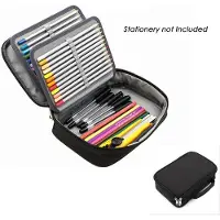 Mc star 72-delige pennenhouder, supergrote capaciteit, etui voor potloden, schoolbenodigdheden, etui voor potloden en pennen met een binnenzak voor kleine accessoires, zwart