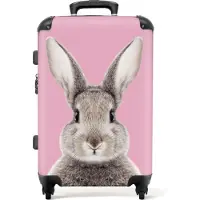 NoBoringSuitcases.com - Kinderkoffer meisjes konijn - Reiskoffer kinderen groot - 20 kg bagage