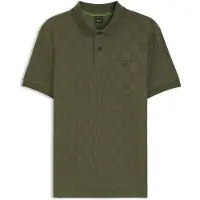 BOSS Poloshirt BOSS Green donkergroen vierkant patroon