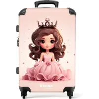 NoBoringSuitcases.com - Kinderkoffer meisje met prinses - Roze kindertrolley meisjes - Koffer kind groot - Rolkoffer lichtgewicht - Reiskoffer met 4 wielen - Grote trolley XL - 20 kg bagage