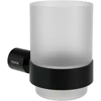 Ravak Fold - Tandenborstel en tandpasta houder, mat glas/mat zwart X07P1354