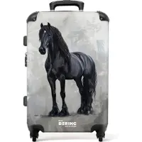 NoBoringSuitcases.com - Kinderkoffer groot - Kindertrolley koffer - Statisch portret van een zwart paard - Rolkoffer lichtgewicht - Reiskoffer met 4 wielen - Grote trolley XL - 20 kg bagage
