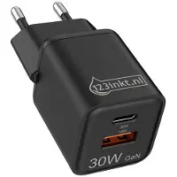 123inkt USB-C + USB-A snellader (30W, zwart)