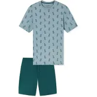 Schiesser Pyjama kort lichtblauw / smaragd / pastelgroen