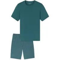 Schiesser Pyjama lang ' Casual Essentials ' groen