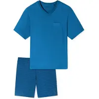 Schiesser Pyjama kort 'Comfort Essentials' blauw / royal blue/koningsblauw