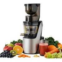 4Swiss Slow Juicer Swan BM105 Platinium Silver, Aantrekkelijk ontwerp, 400 W, 32 tpm, Reverse-functie, XXL-opening