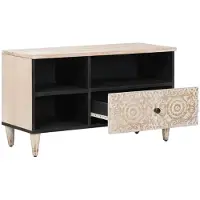 vidaXL TV Kast met lade Wit 80 x 33,5 x 46 cm Massief Mango Hout