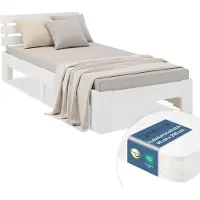 Homestyle4u Eenpersoonsbed - 90x200 cm - met Binnenveringmatras - Natuur