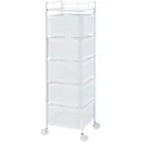 En.casa Keukentrolley Sunndal met 5 manden 94,5x27x27 cm wit
