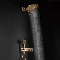 Saniclear Manchester inbouw regendouche 37cm geborsteld koper PVD met watervalfunctie en 3 standen handdouche