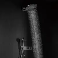 Saniclear Manchester inbouw regendouche 37cm gun metal PVD met watervalfunctie en 3 standen handdouche