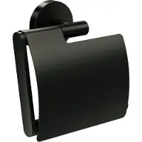 Saniclear London wc-rolhouder met klep mat zwart