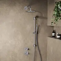 Saniclear Uni inbouw regendouche 25cm RVS look PVD met wandarm, glijstang en staafhanddouche