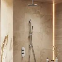 Saniclear Oval inbouw regendouche 25cm RVS look PVD met plafondarm, glijstang en staafhanddouche
