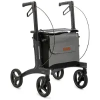 Rollz Flow Lichtgewicht Rollator 6 kg - Design Rollator - Dubbele Tassen- Ultra Zachte Dempings Banden- Granite Black - Geschikt voor personen 150 tot 200 cm