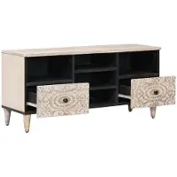 vidaXL TV Kast met lade Wit 100 x 33,5 x 46 cm Massief Mango Hout