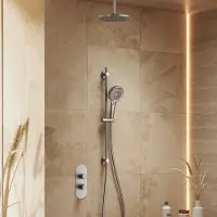 Saniclear Oval inbouw regendouche 25cm RVS look PVD met plafondarm, glijstang en 3 standen handdouche