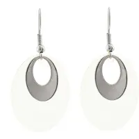 Behave - Oorbelhangers dames - Zilverkleur transparant ovaal - Retro look 4,5cm