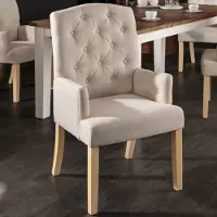Invicta Elegante fauteuil CASTLE beige met Chesterfield stiksels in landelijke stijl - 40073