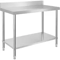 ACXIN RVS Werktafel Met Achterrand 100X60X85 Cm Verstelbare Poten Extra Grote Onderste Opbergruimte